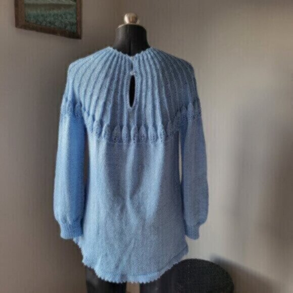 Handmade knit Sweater Blue Sz L-XL - Picture 9 of 13
